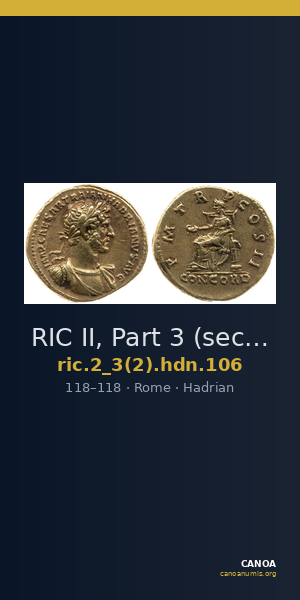 RIC II, Part 3 (second edition) Hadrian 106 — CANOA