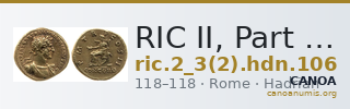 RIC II, Part 3 (second edition) Hadrian 106 — CANOA