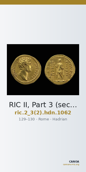 RIC II, Part 3 (second edition) Hadrian 1062 — CANOA