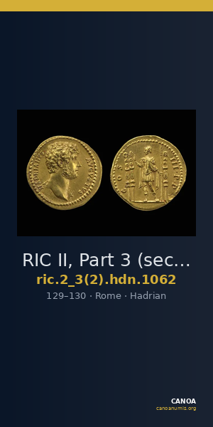 RIC II, Part 3 (second edition) Hadrian 1062 — CANOA