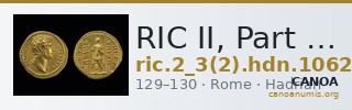 RIC II, Part 3 (second edition) Hadrian 1062 — CANOA