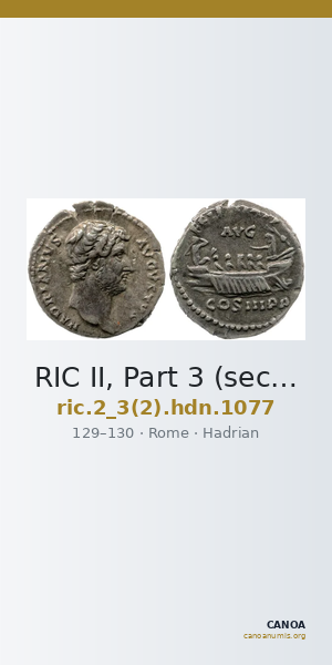 RIC II, Part 3 (second edition) Hadrian 1077 — CANOA