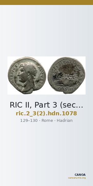 RIC II, Part 3 (second edition) Hadrian 1078 — CANOA
