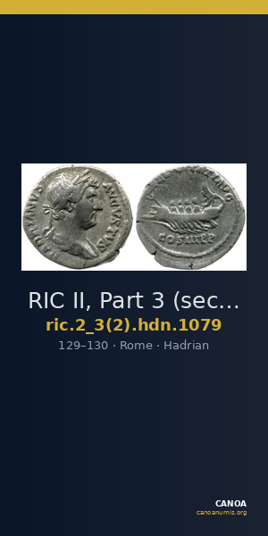 RIC II, Part 3 (second edition) Hadrian 1079 — CANOA