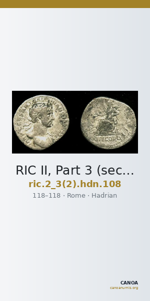 RIC II, Part 3 (second edition) Hadrian 108 — CANOA