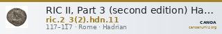 RIC II, Part 3 (second edition) Hadrian 11 — CANOA