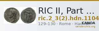 RIC II, Part 3 (second edition) Hadrian 1104 — CANOA