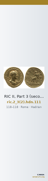 RIC II, Part 3 (second edition) Hadrian 111 — CANOA