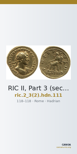 RIC II, Part 3 (second edition) Hadrian 111 — CANOA