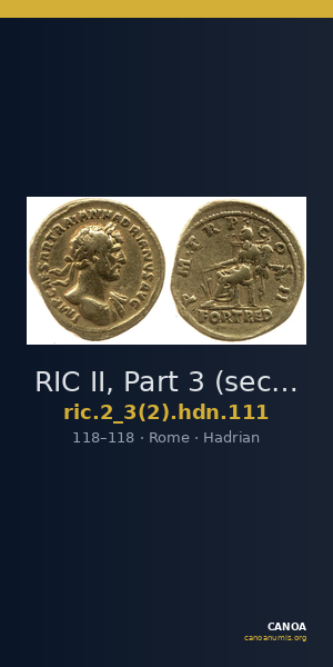 RIC II, Part 3 (second edition) Hadrian 111 — CANOA