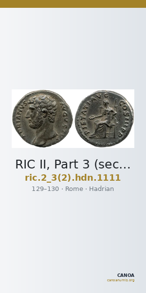 RIC II, Part 3 (second edition) Hadrian 1111 — CANOA