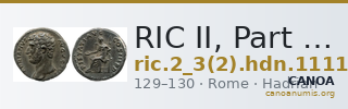 RIC II, Part 3 (second edition) Hadrian 1111 — CANOA