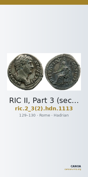 RIC II, Part 3 (second edition) Hadrian 1113 — CANOA
