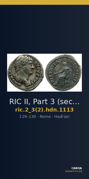 RIC II, Part 3 (second edition) Hadrian 1113 — CANOA