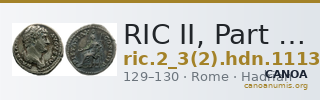 RIC II, Part 3 (second edition) Hadrian 1113 — CANOA