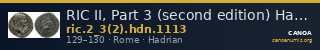RIC II, Part 3 (second edition) Hadrian 1113 — CANOA