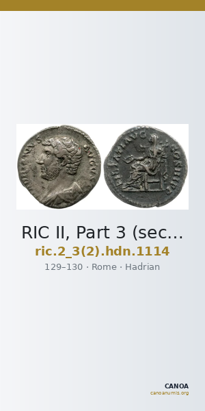 RIC II, Part 3 (second edition) Hadrian 1114 — CANOA
