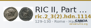 RIC II, Part 3 (second edition) Hadrian 1114 — CANOA