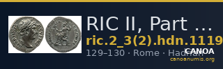 RIC II, Part 3 (second edition) Hadrian 1119 — CANOA