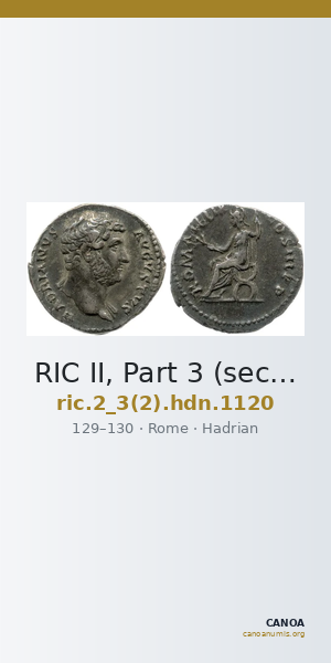 RIC II, Part 3 (second edition) Hadrian 1120 — CANOA