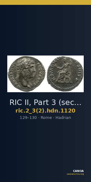 RIC II, Part 3 (second edition) Hadrian 1120 — CANOA