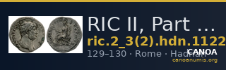 RIC II, Part 3 (second edition) Hadrian 1122 — CANOA