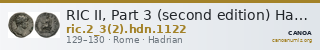 RIC II, Part 3 (second edition) Hadrian 1122 — CANOA