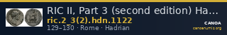 RIC II, Part 3 (second edition) Hadrian 1122 — CANOA