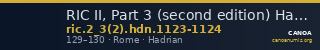 RIC II, Part 3 (second edition) Hadrian 1123-1124 — CANOA