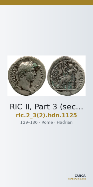 RIC II, Part 3 (second edition) Hadrian 1125 — CANOA