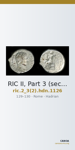RIC II, Part 3 (second edition) Hadrian 1126 — CANOA