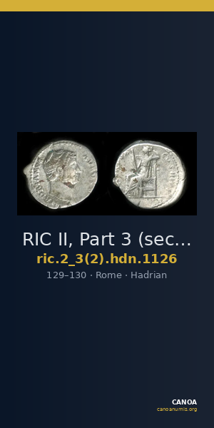 RIC II, Part 3 (second edition) Hadrian 1126 — CANOA
