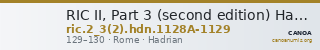RIC II, Part 3 (second edition) Hadrian 1128A-1129 — CANOA