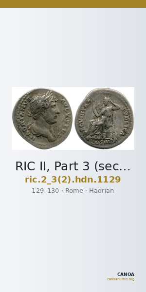 RIC II, Part 3 (second edition) Hadrian 1129 — CANOA