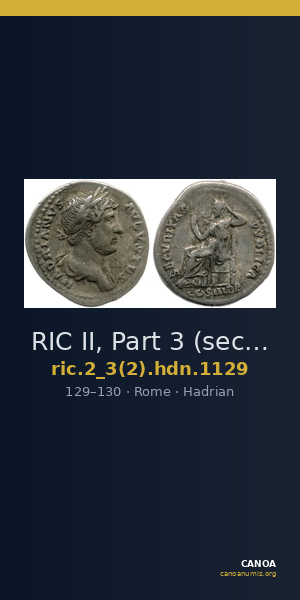 RIC II, Part 3 (second edition) Hadrian 1129 — CANOA