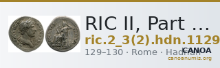 RIC II, Part 3 (second edition) Hadrian 1129 — CANOA