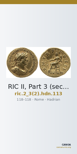 RIC II, Part 3 (second edition) Hadrian 113 — CANOA