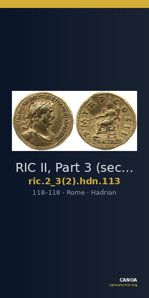RIC II, Part 3 (second edition) Hadrian 113 — CANOA
