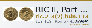 RIC II, Part 3 (second edition) Hadrian 113 — CANOA