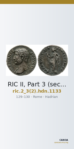 RIC II, Part 3 (second edition) Hadrian 1133 — CANOA