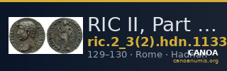 RIC II, Part 3 (second edition) Hadrian 1133 — CANOA
