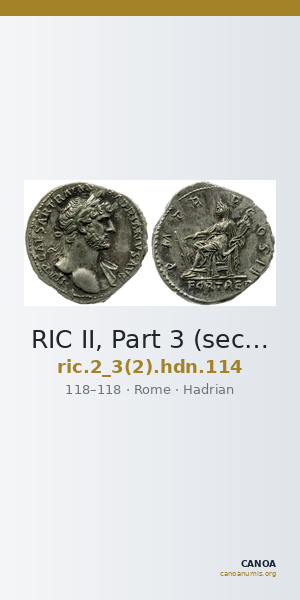 RIC II, Part 3 (second edition) Hadrian 114 — CANOA