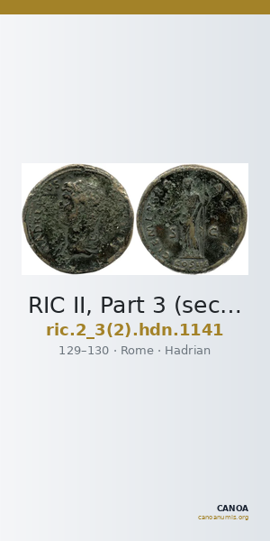 RIC II, Part 3 (second edition) Hadrian 1141 — CANOA