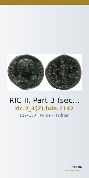 RIC II, Part 3 (second edition) Hadrian 1142 — CANOA