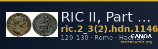 RIC II, Part 3 (second edition) Hadrian 1146 — CANOA
