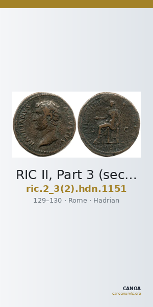 RIC II, Part 3 (second edition) Hadrian 1151 — CANOA
