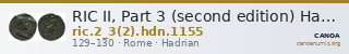 RIC II, Part 3 (second edition) Hadrian 1155 — CANOA