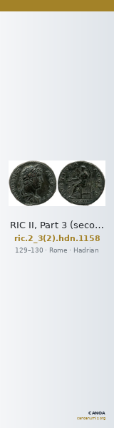 RIC II, Part 3 (second edition) Hadrian 1158 — CANOA