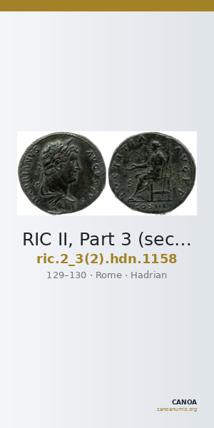 RIC II, Part 3 (second edition) Hadrian 1158 — CANOA