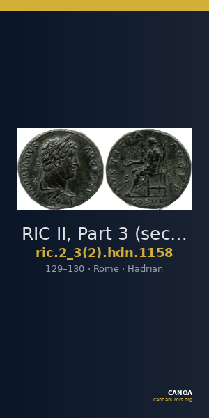 RIC II, Part 3 (second edition) Hadrian 1158 — CANOA